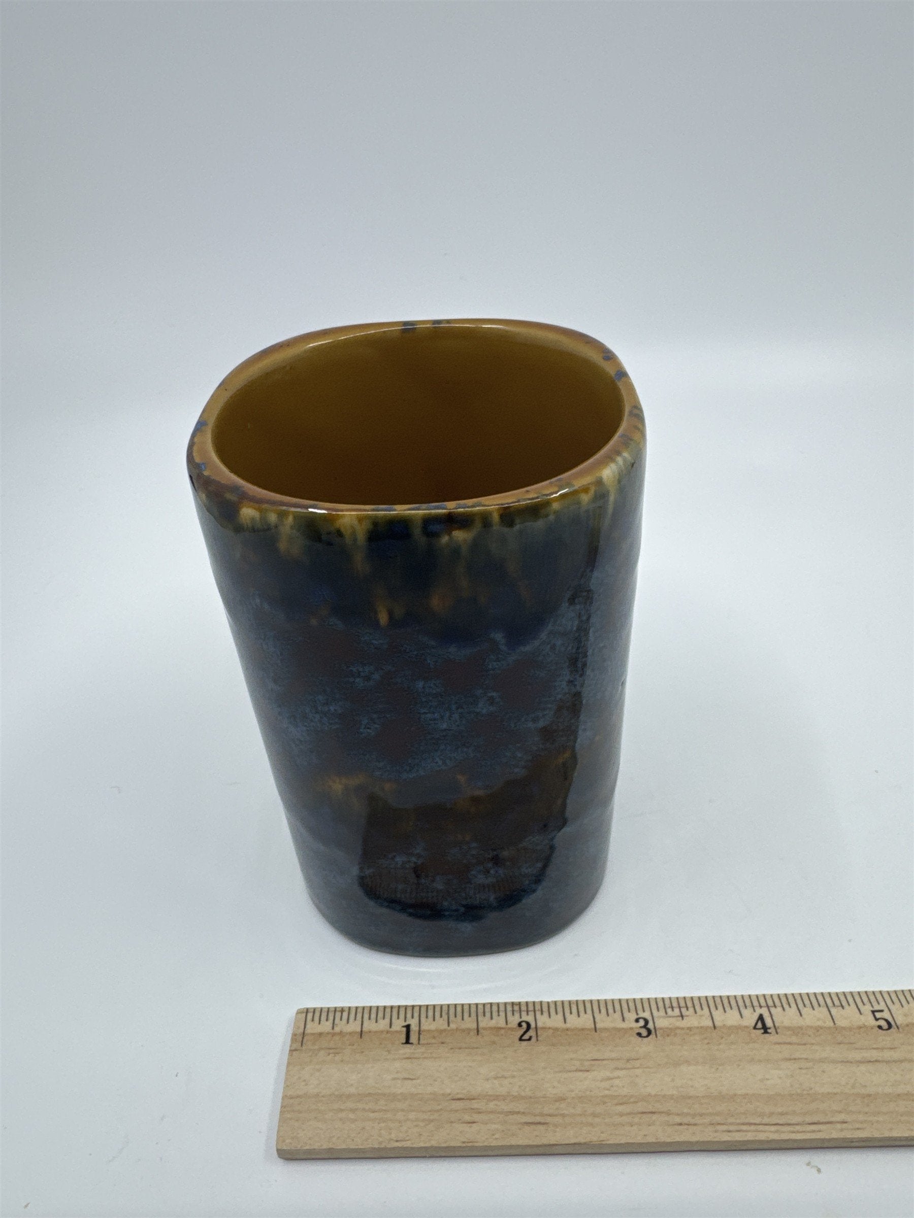Vintage Cape May NJ Blue And Brown Coffee Mug Writing on Mug Worn