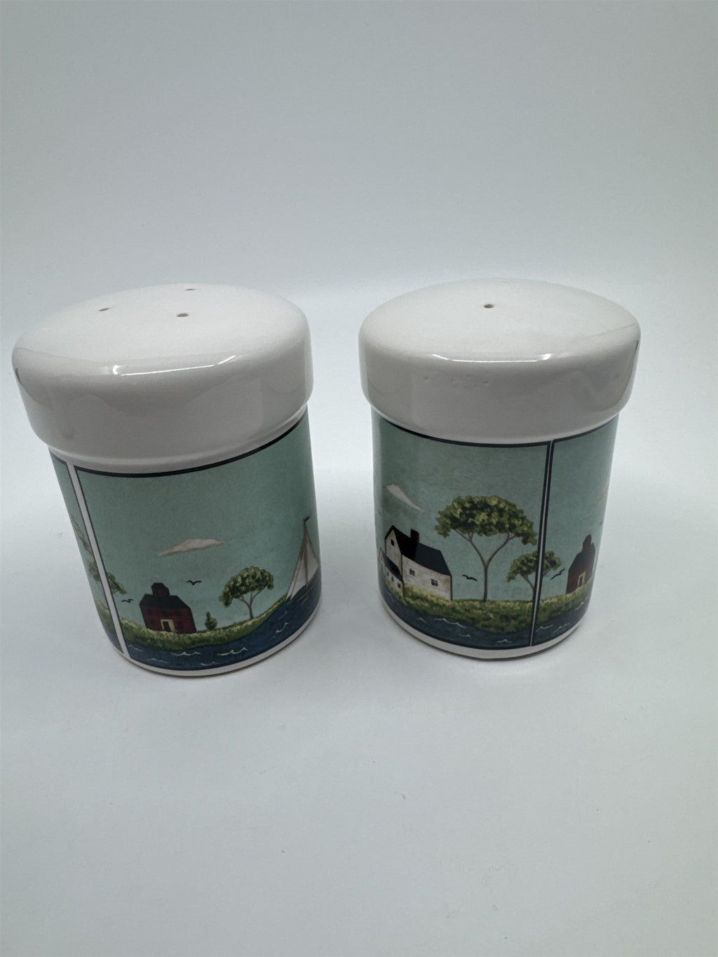 Vintage Warren Kimble 1998 Coastal Breeze Patriotic Salt And Pepper Shakers