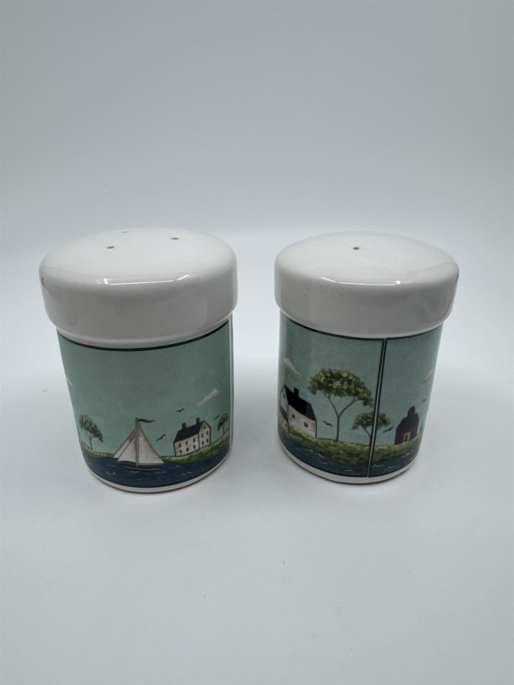 Vintage Warren Kimble 1998 Coastal Breeze Patriotic Salt And Pepper Shakers