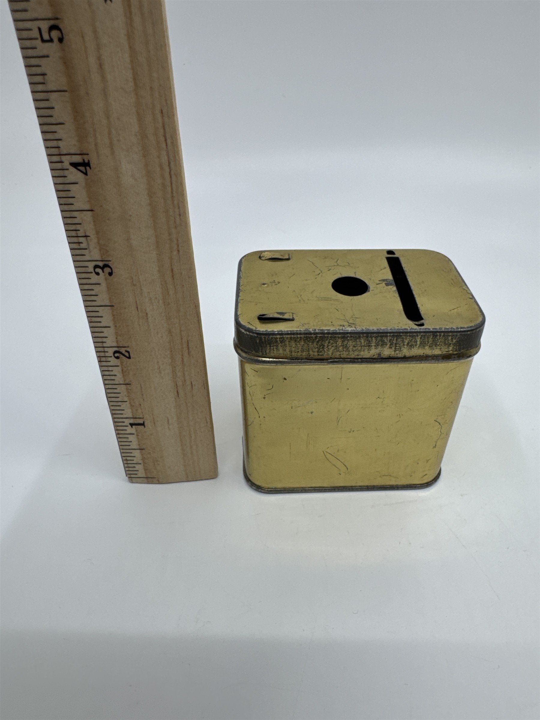 Vintage Gold Metal Home Budget Savings Bank Money Bank