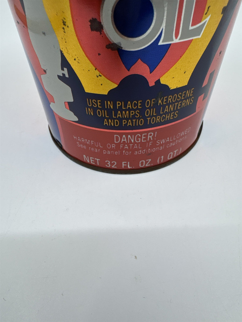 Vintage 32 Fl. Oz Rainbow Lamp Oil Almost Full Lamp Oil Can