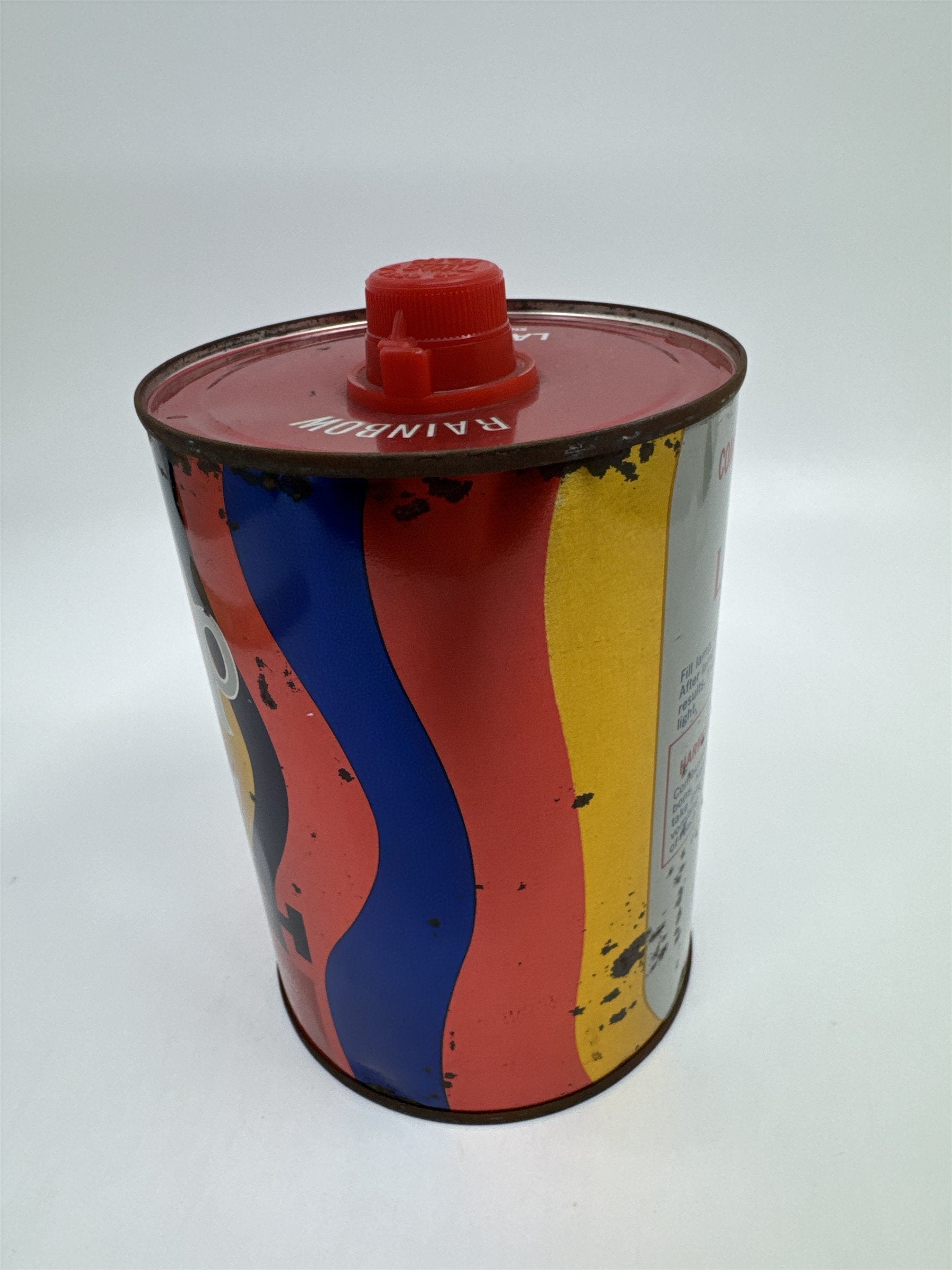 Vintage 32 Fl. Oz Rainbow Lamp Oil Almost Full Lamp Oil Can