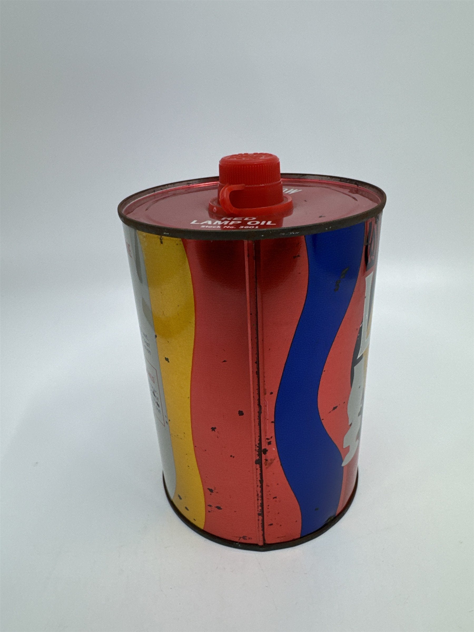 Vintage 32 Fl. Oz Rainbow Lamp Oil Almost Full Lamp Oil Can
