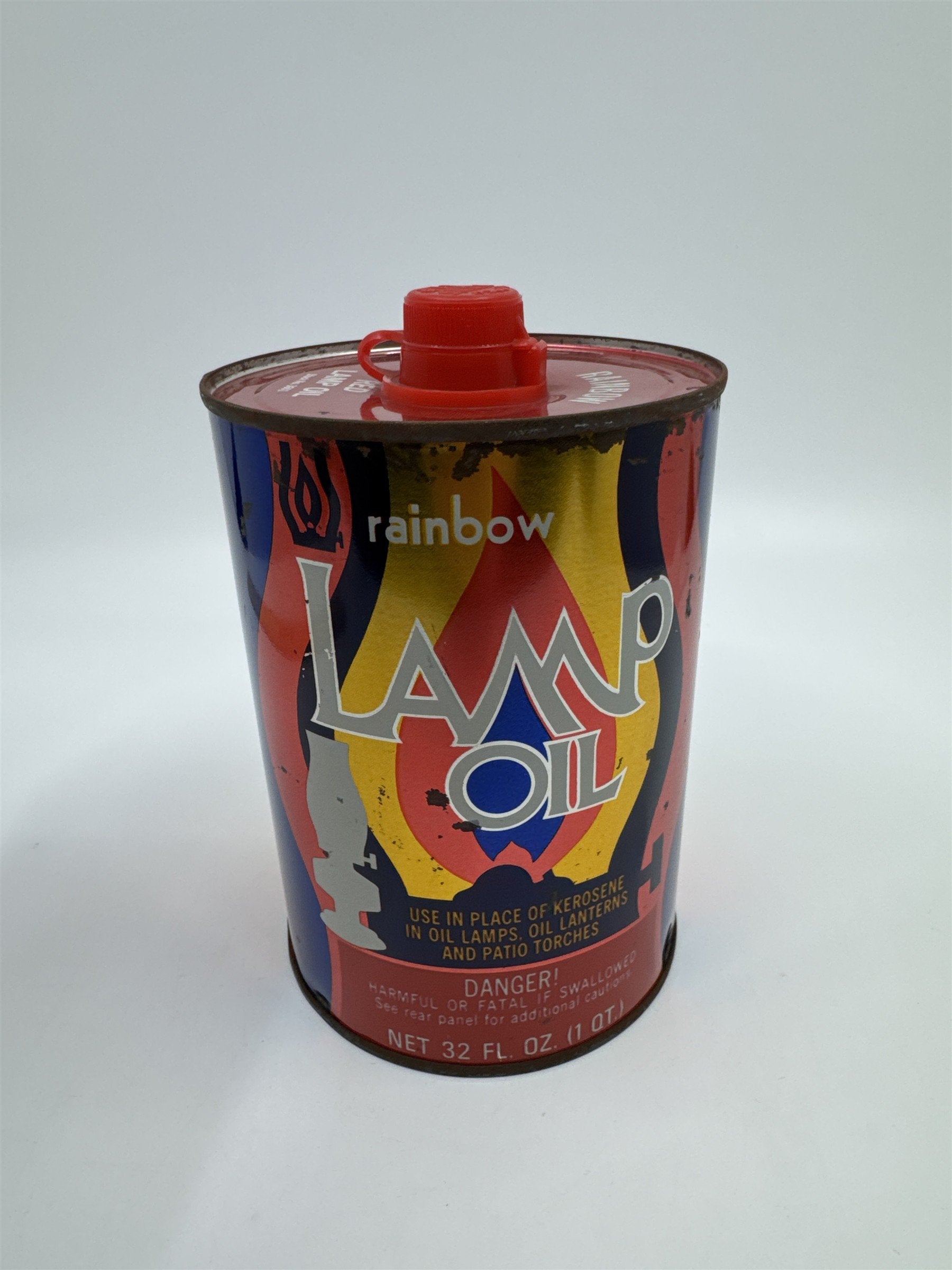 Vintage 32 Fl. Oz Rainbow Lamp Oil Almost Full Lamp Oil Can