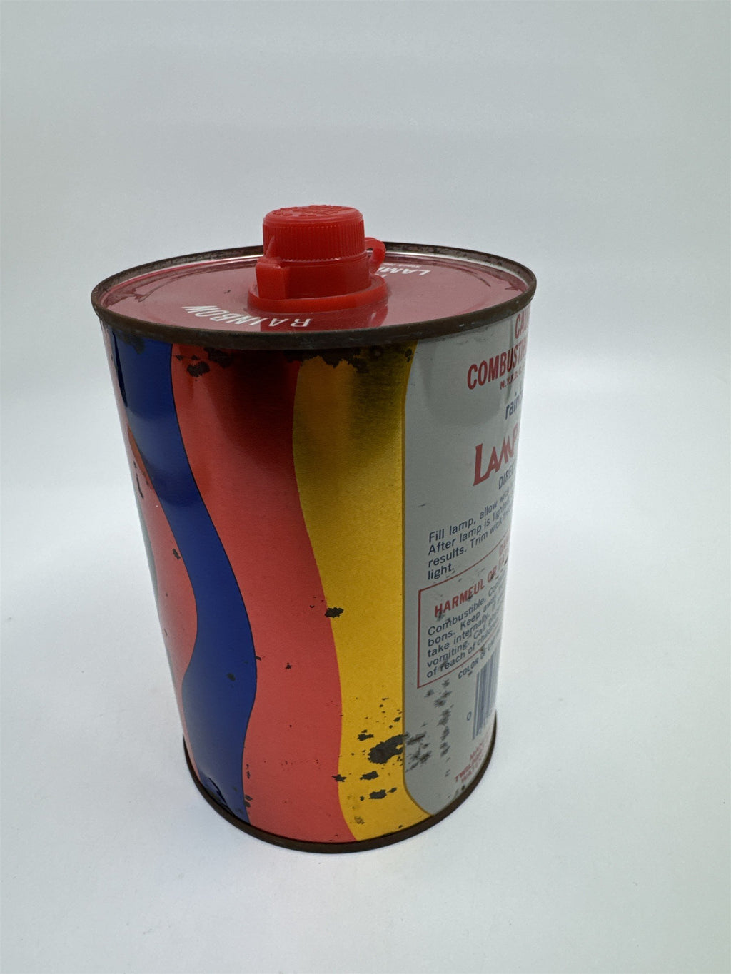 Vintage 32 Fl. Oz Rainbow Lamp Oil Almost Full Lamp Oil Can