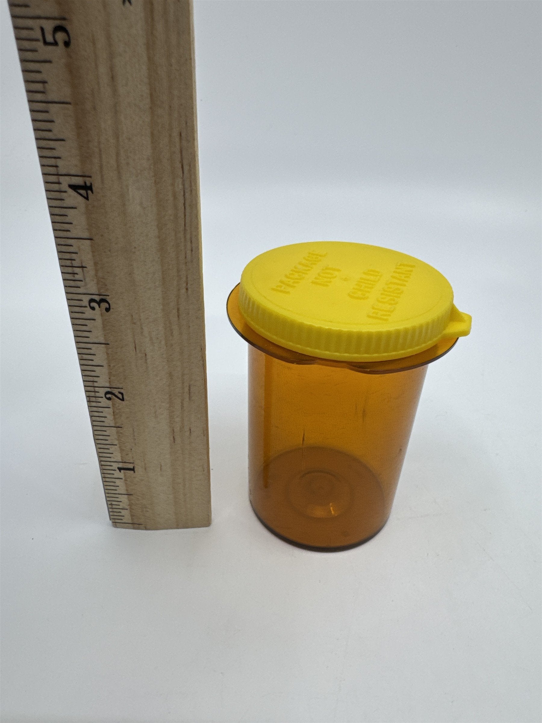 Vintage Nostalgic 30 Dram Empty Pill Bottle Organizer W/ Yellow Lid