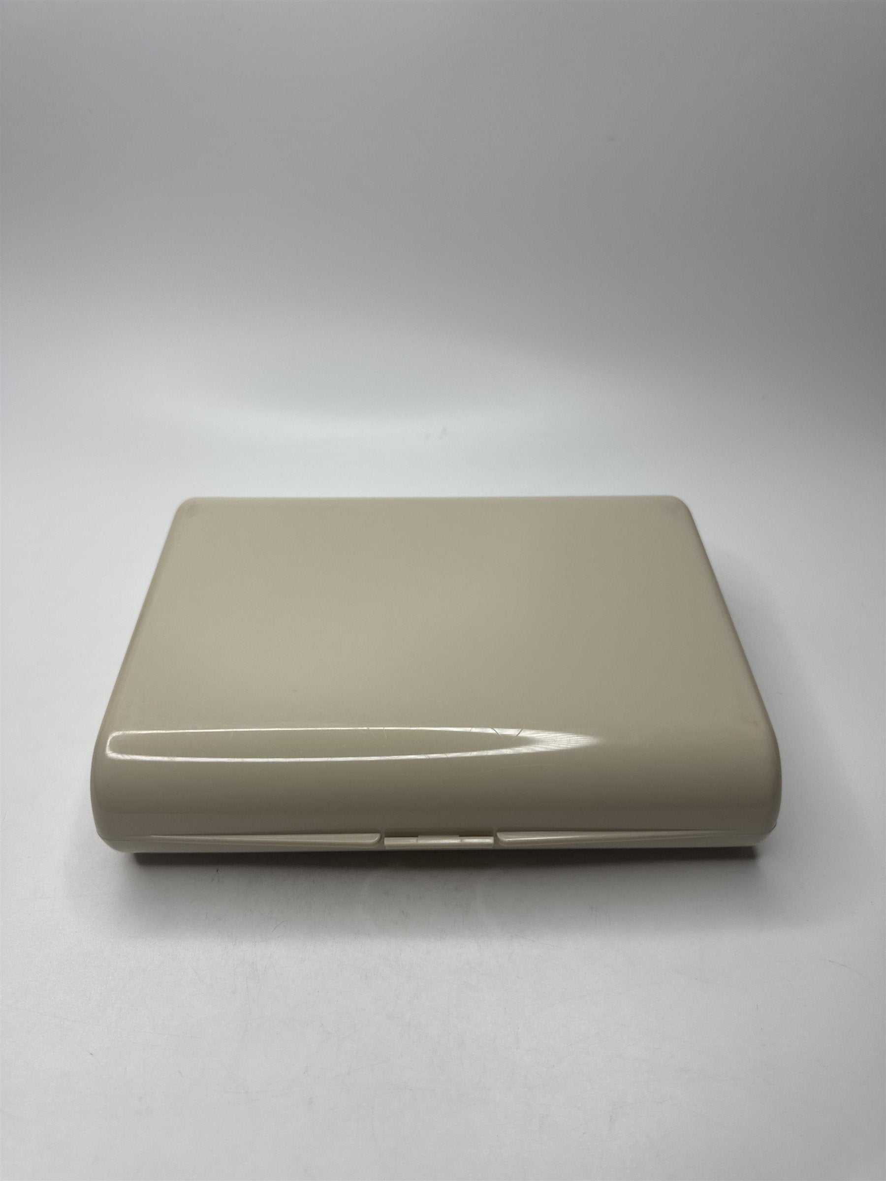 Vintage Cream Colored Jewelry Trinket Box /w Hatch Lid Ornate Gold Embellishment