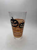 Vintage Hard Plastic Halloween Jack-O-Lantern Pumpkin Tall Drinking Glass Stripe