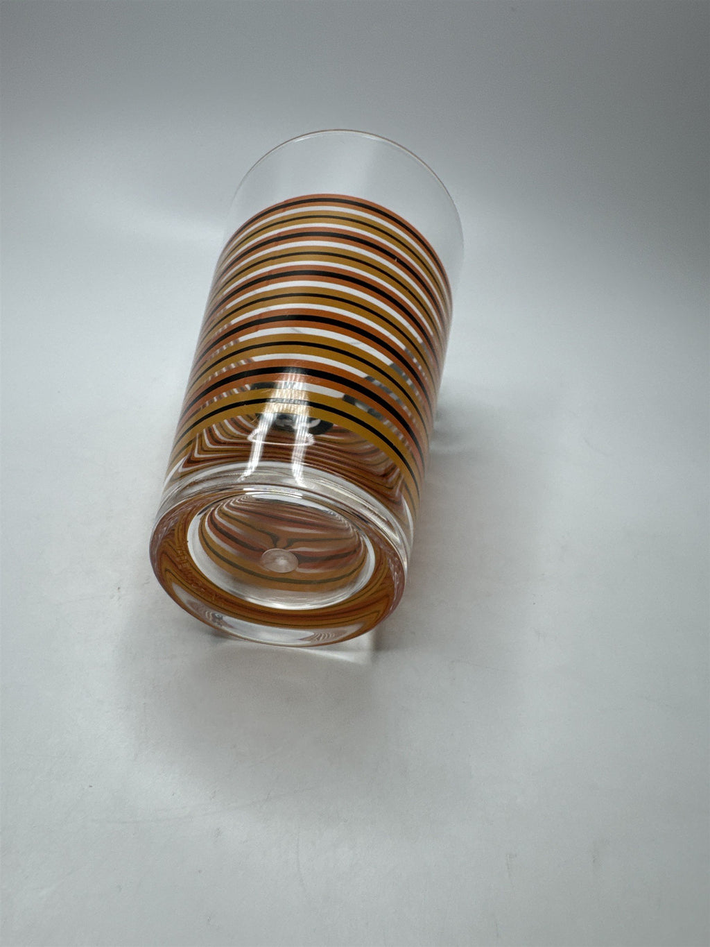 Vintage Hard Plastic Halloween Jack-O-Lantern Pumpkin Tall Drinking Glass Stripe