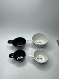Set of 4 Ceramic Ornate Pattern Meashing Cups 1/4c-1c (Some Crazing)
