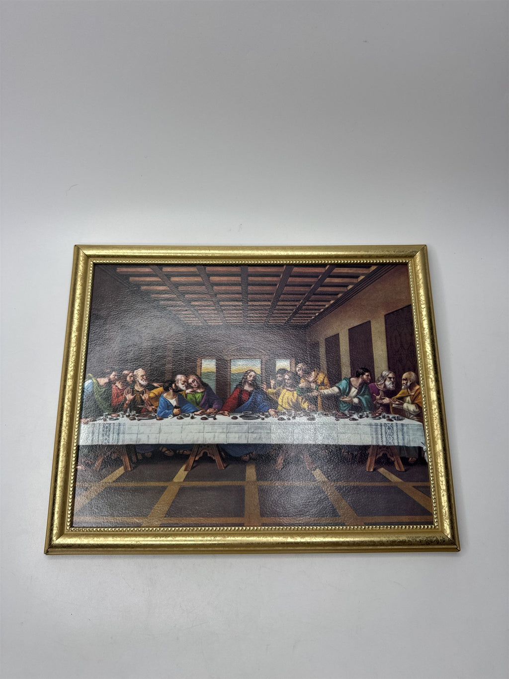 Last Supper Lithograph in Golden Embellished Plastic Frame Wall Hanging