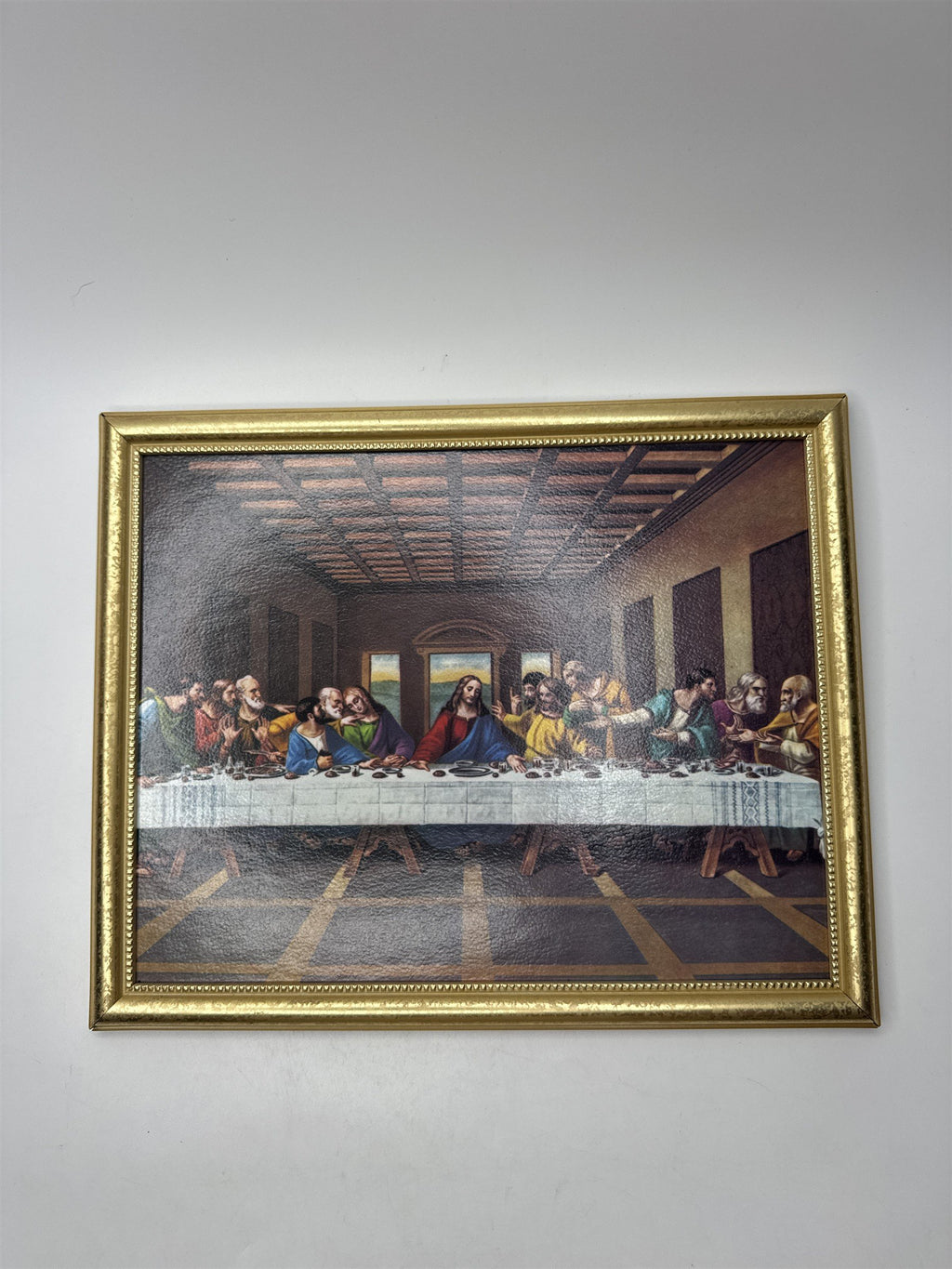 Last Supper Lithograph in Golden Embellished Plastic Frame Wall Hanging