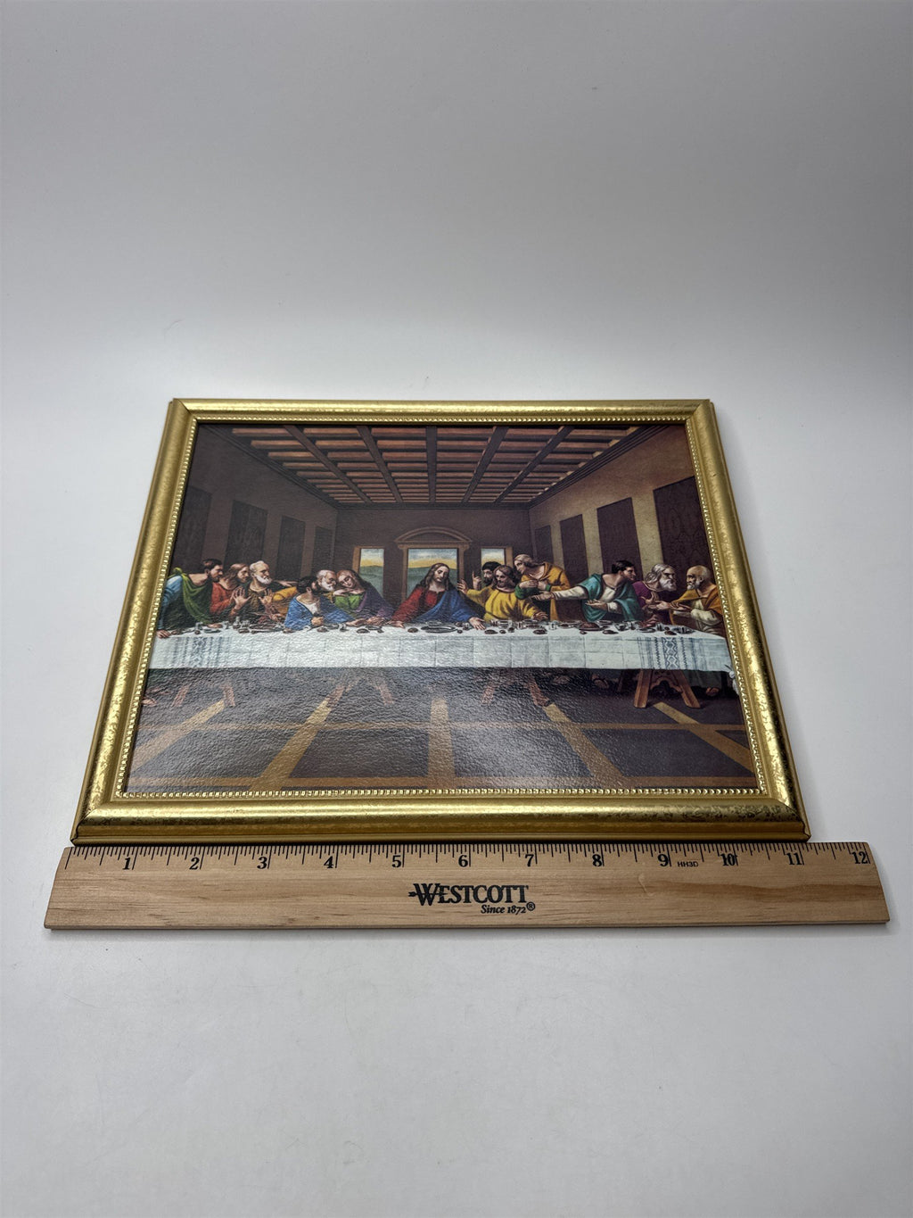 Last Supper Lithograph in Golden Embellished Plastic Frame Wall Hanging