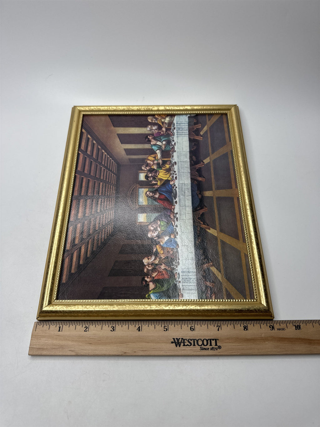 Last Supper Lithograph in Golden Embellished Plastic Frame Wall Hanging