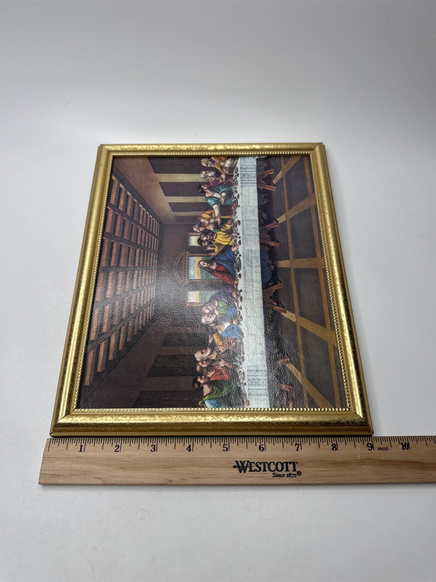 Last Supper Lithograph in Golden Embellished Plastic Frame Wall Hanging