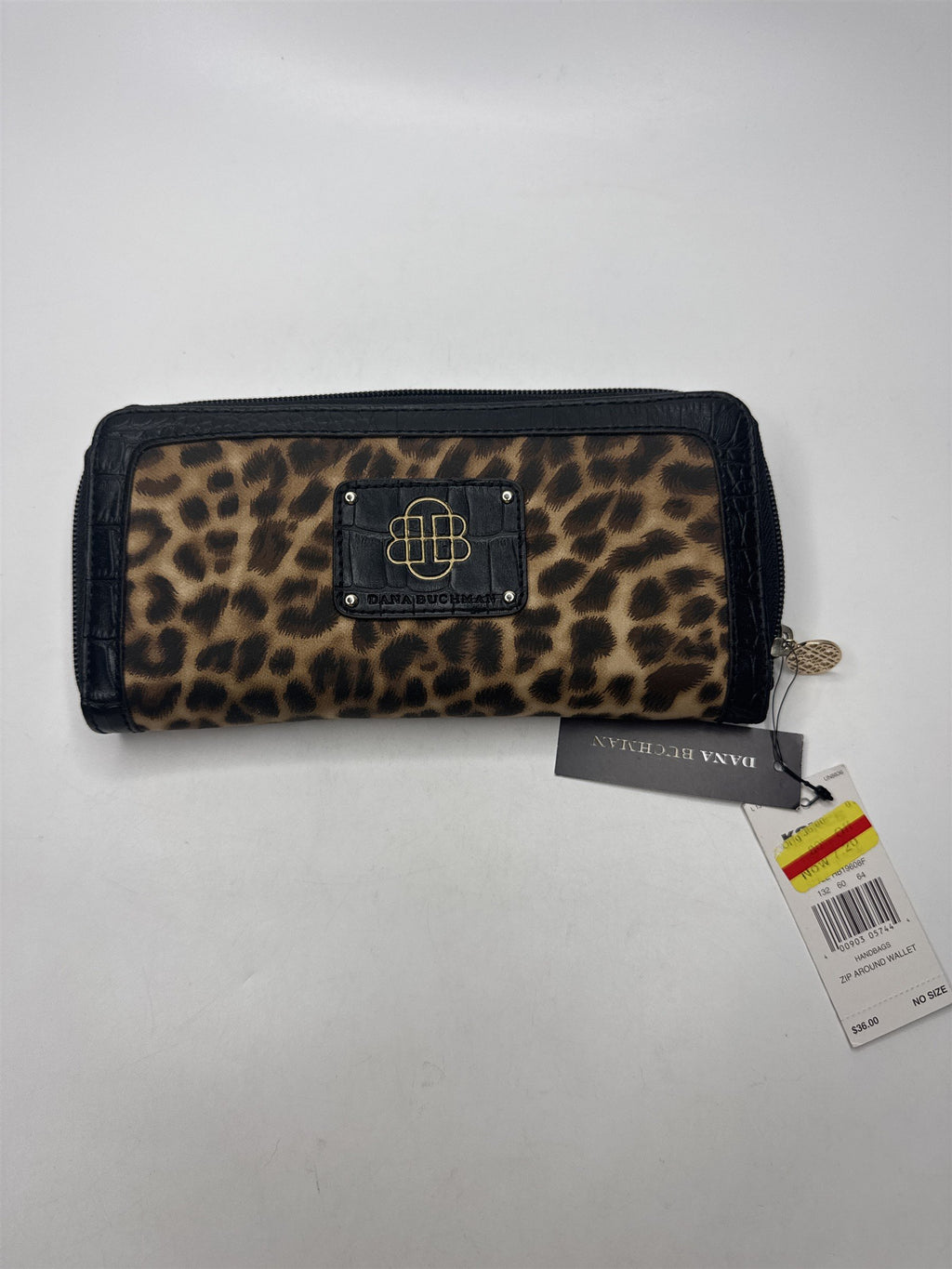 NOS Dana Buchman Leopard Print Textured Crocodile Embossed Trim Wallet