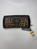 NOS Dana Buchman Leopard Print Textured Crocodile Embossed Trim Wallet