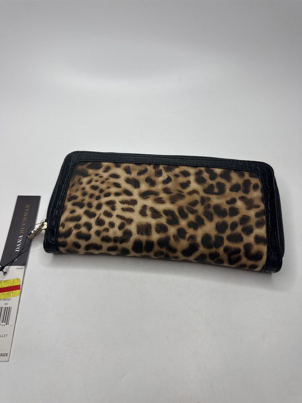 NOS Dana Buchman Leopard Print Textured Crocodile Embossed Trim Wallet