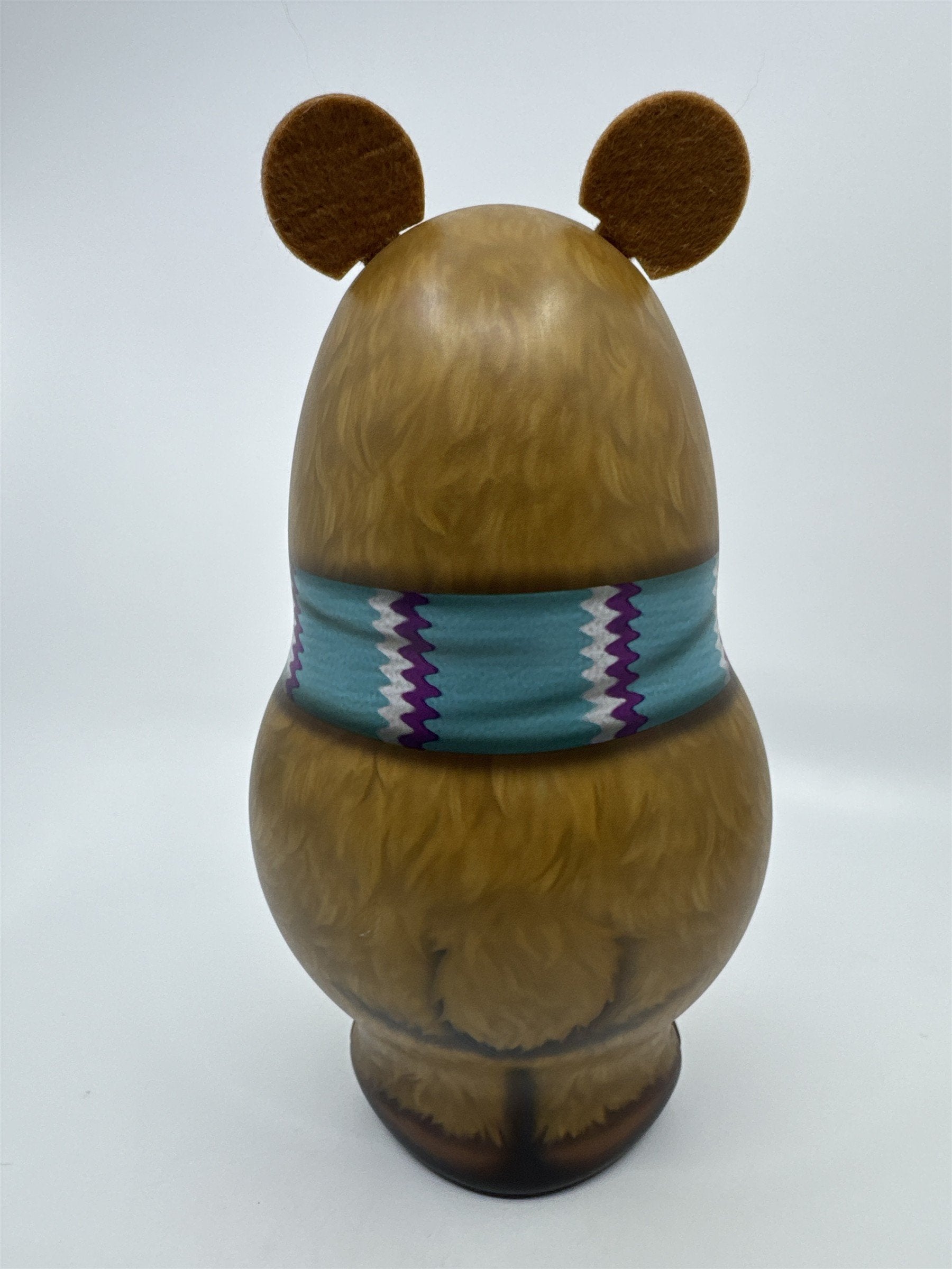 Brown Christmas Teddy Bear Tin/Storage Container W/ Felt Ears Holiday Decor