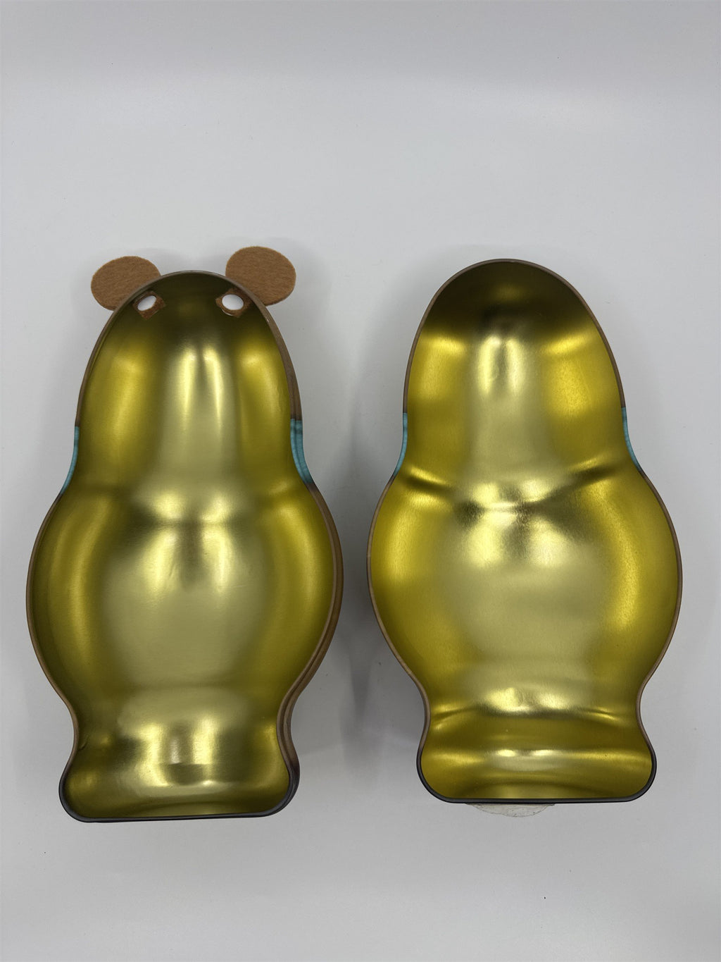 Brown Christmas Teddy Bear Tin/Storage Container W/ Felt Ears Holiday Decor