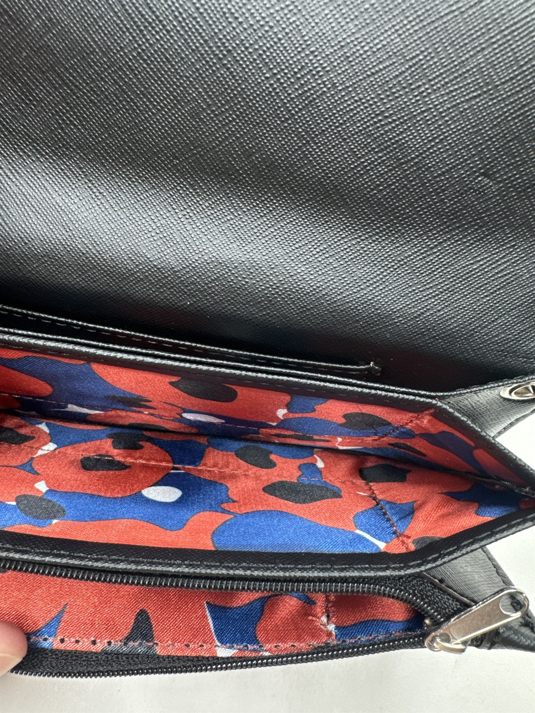NWOT Dana Buchman Black Chain Wristlet Purse Wallet Clutch Floral Lining