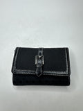 Nine & Co by Nine West Black Buckle Snap Close Design Trifold Leather Wallet