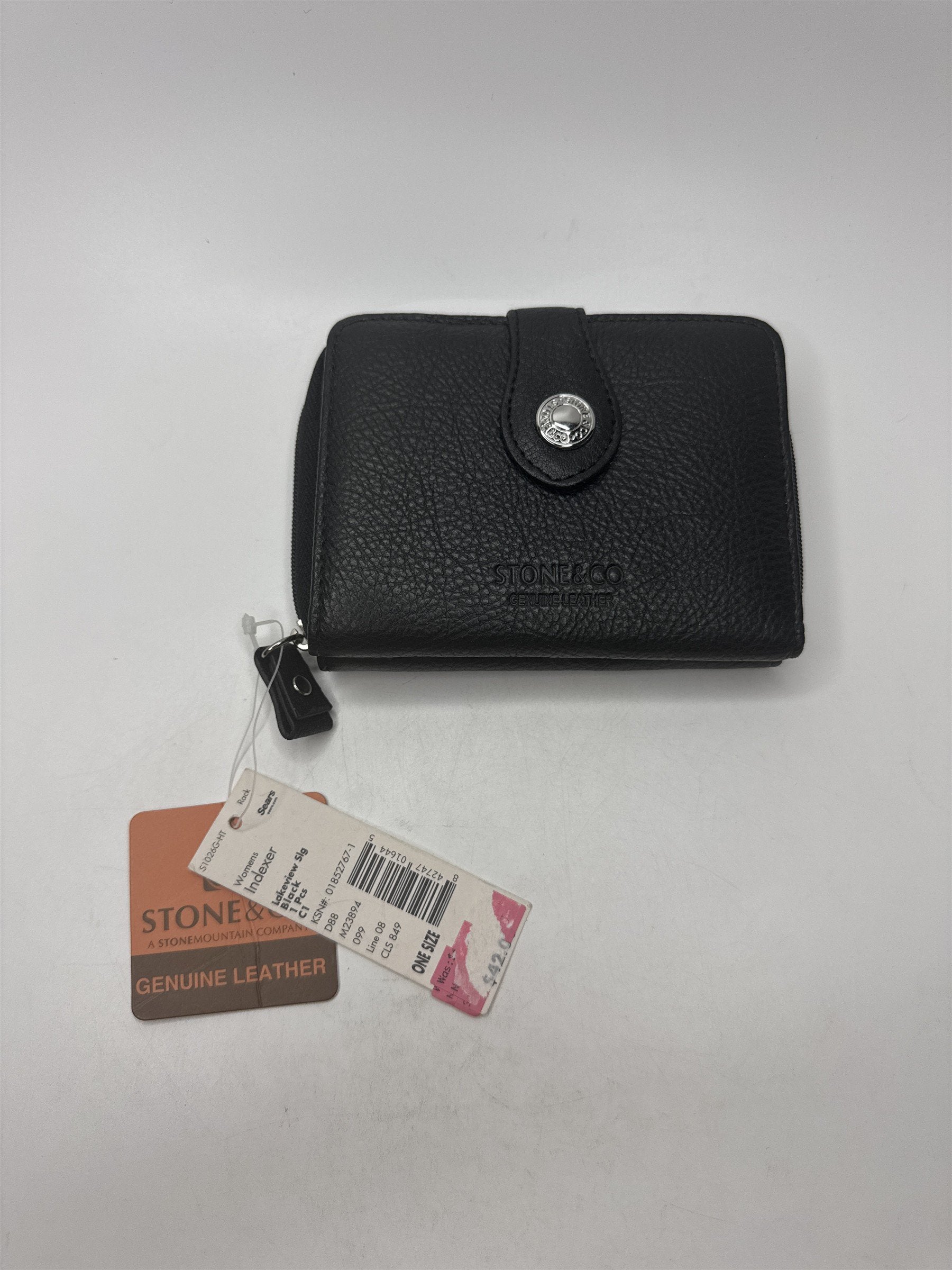 NOS Stone & Co. Stone Mountain Black Leather Womens Indexer Wallet