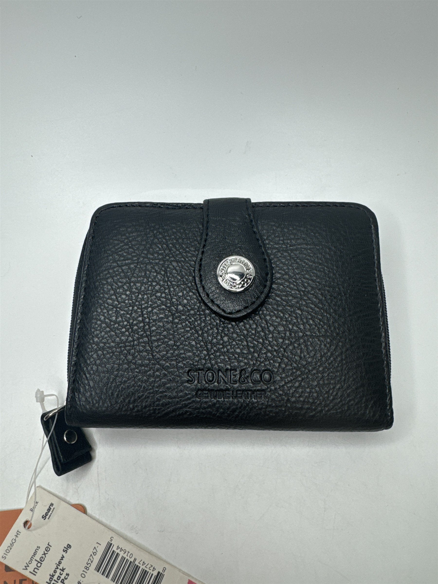 NOS Stone & Co. Stone Mountain Black Leather Womens Indexer Wallet