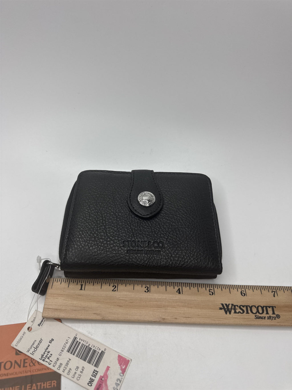 NOS Stone & Co. Stone Mountain Black Leather Womens Indexer Wallet