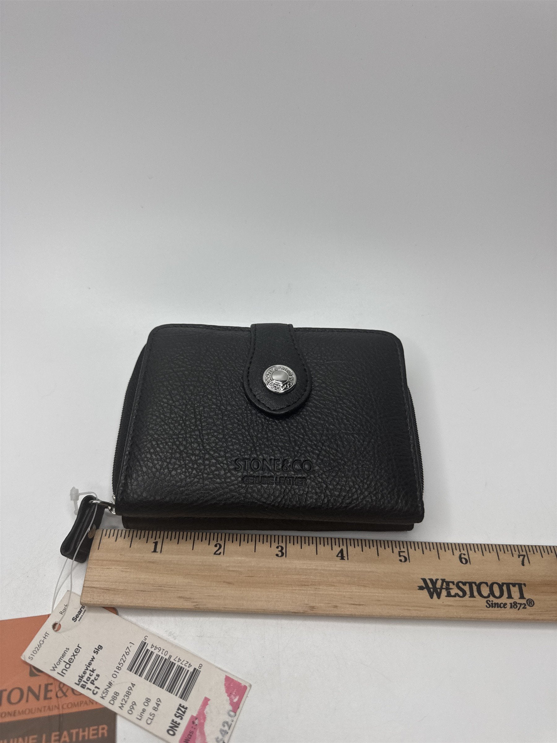 NOS Stone & Co. Stone Mountain Black Leather Womens Indexer Wallet