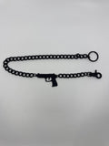 Black Gothic Long Metal Wallet Chain W/ Gun Emblem Fashion Chain
