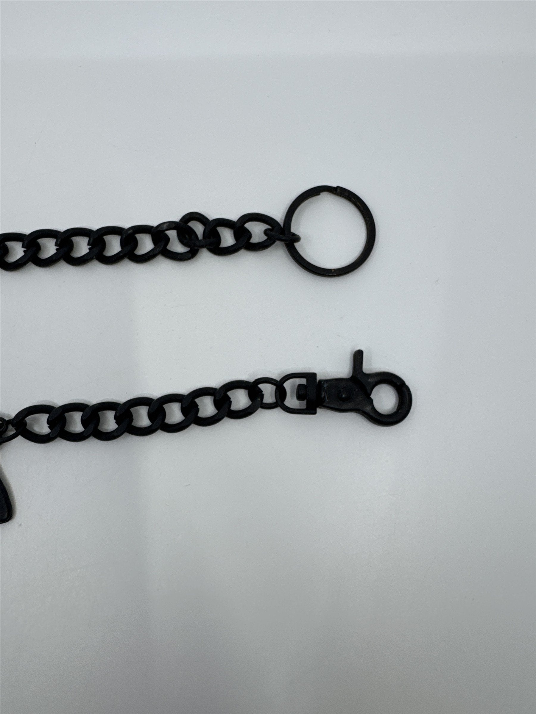 Black Gothic Long Metal Wallet Chain W/ Gun Emblem Fashion Chain