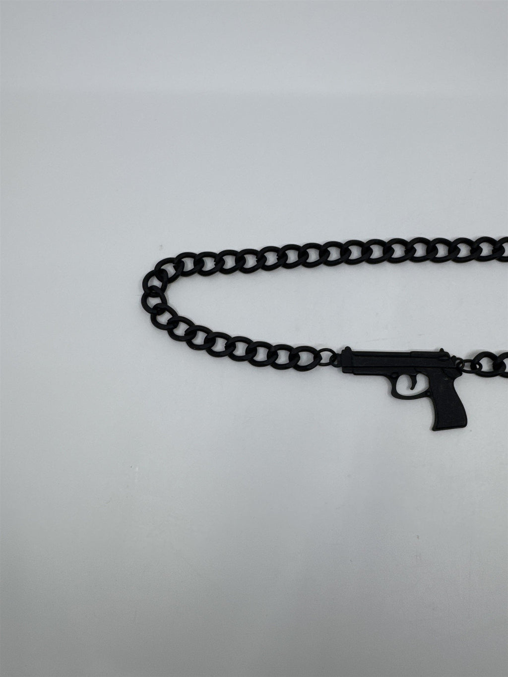 Black Gothic Long Metal Wallet Chain W/ Gun Emblem Fashion Chain