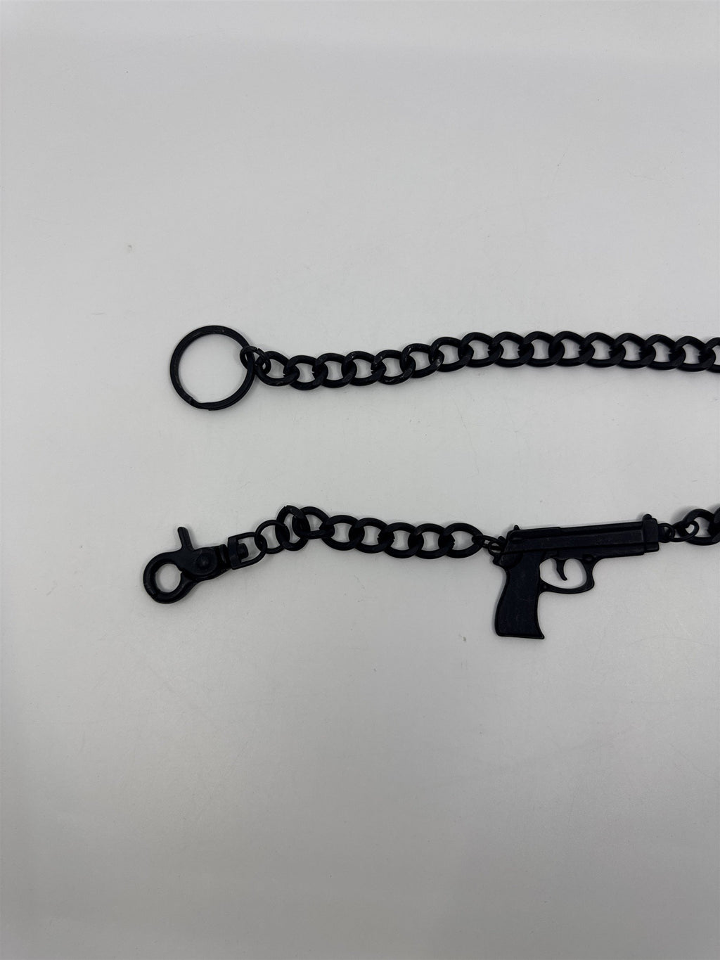 Black Gothic Long Metal Wallet Chain W/ Gun Emblem Fashion Chain