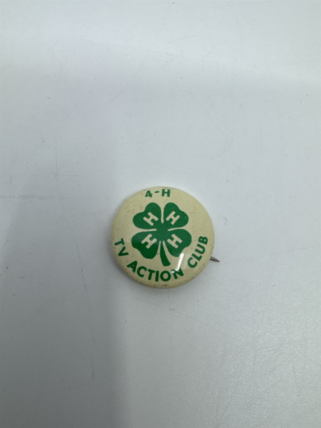Vintage 4-H TV Action Club Pin With Green Clover