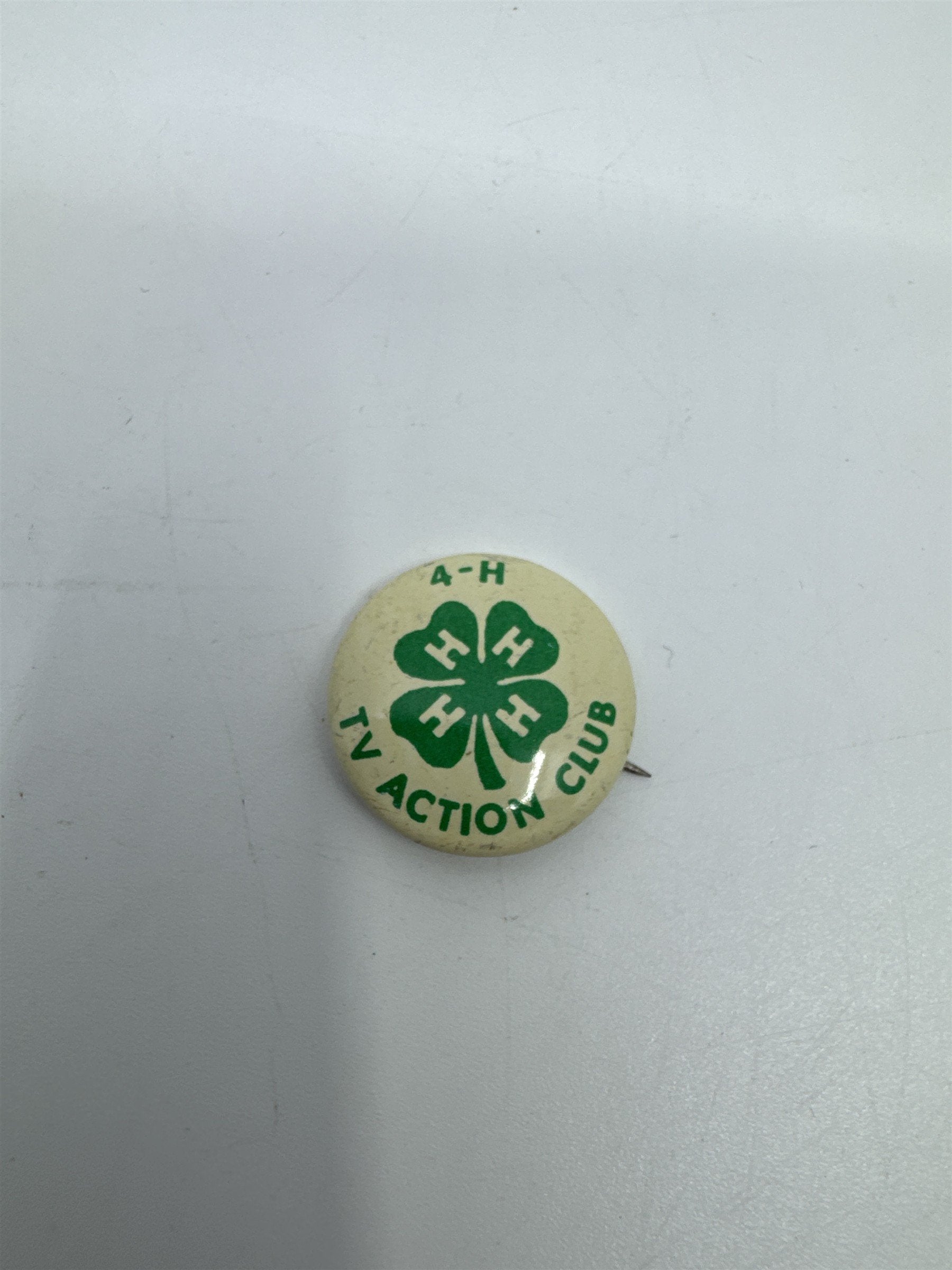 Vintage 4-H TV Action Club Pin With Green Clover