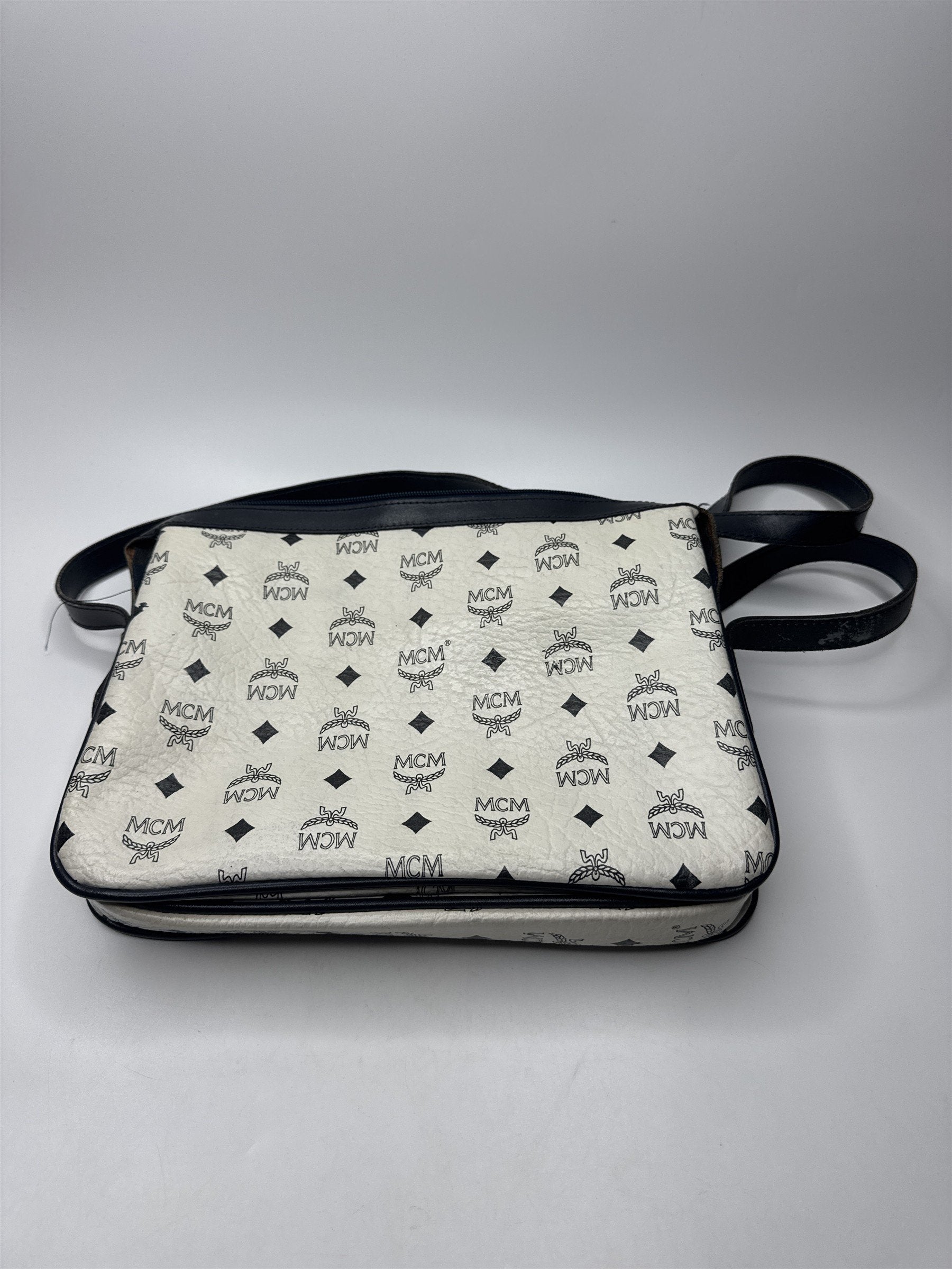 Vintage White A5819 MCM Shoulder Bag (Distressed Strap)(Some Staining)