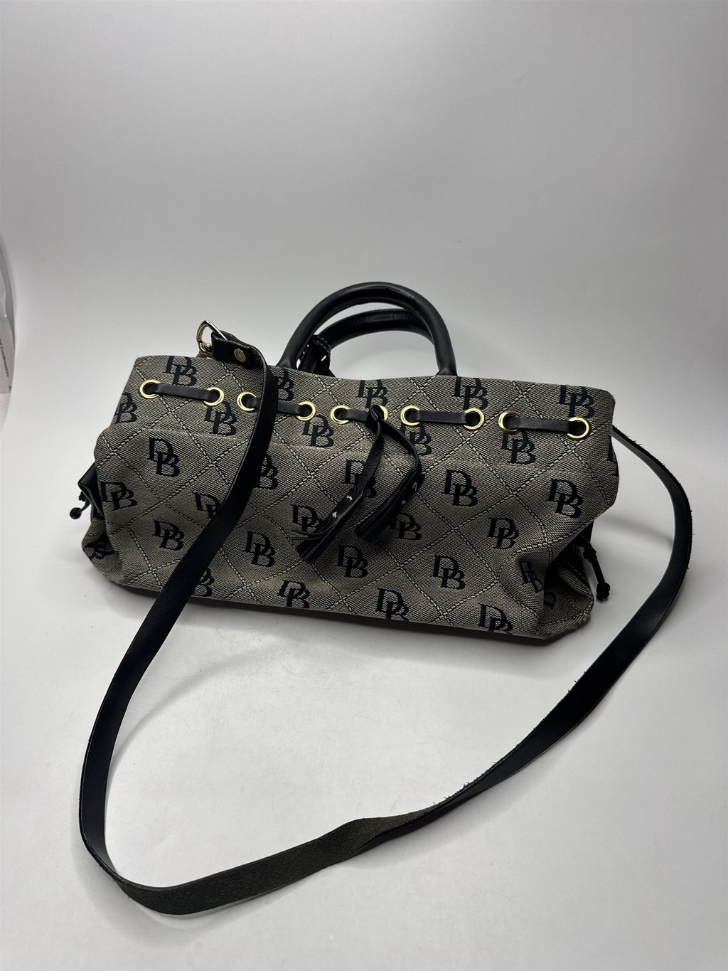 Vintage Dooney & Bourke Womens Signature Print Canvas Double Handles Tote Bag