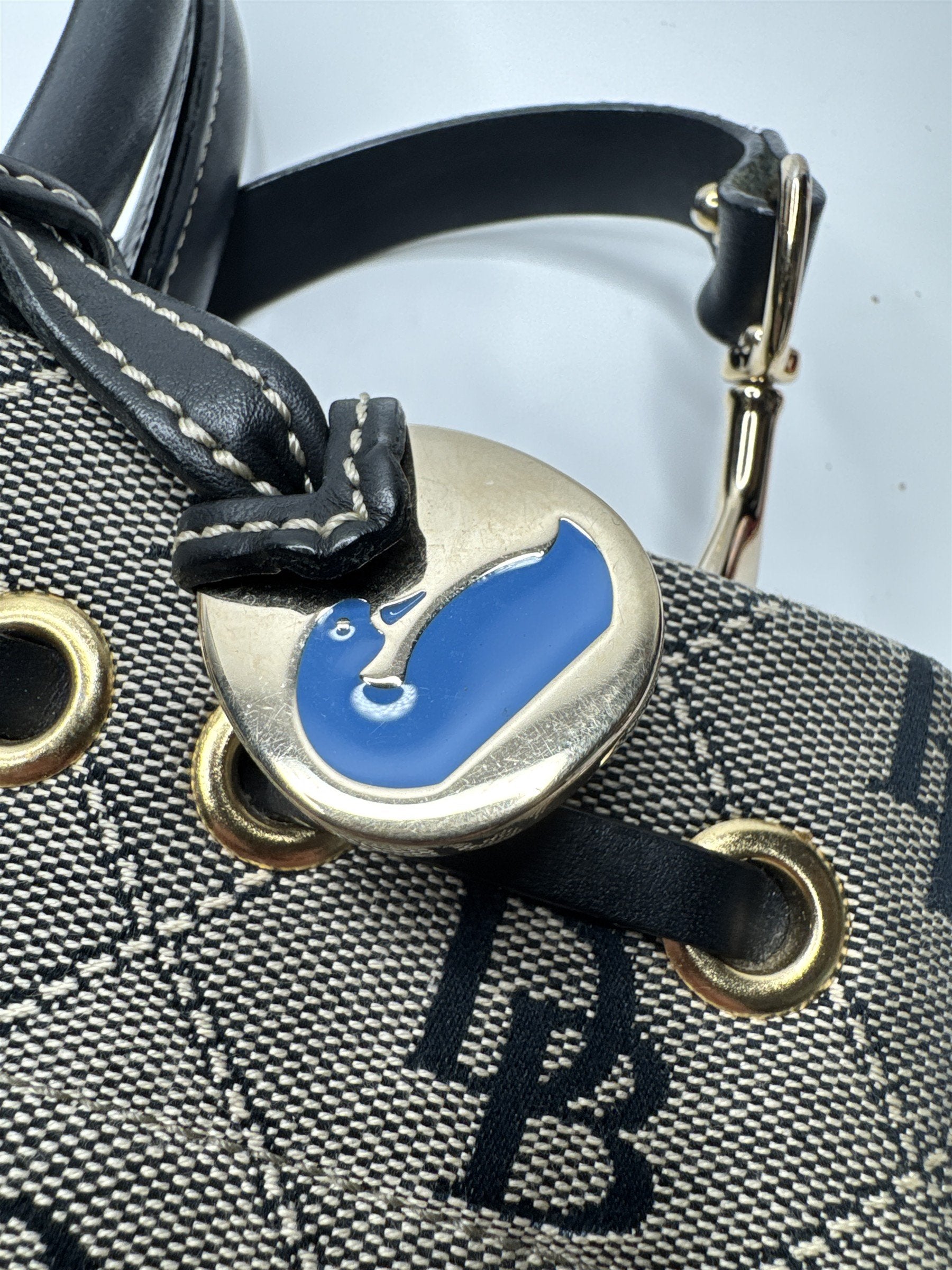 Vintage Dooney & Bourke Womens Signature Print Canvas Double Handles Tote Bag