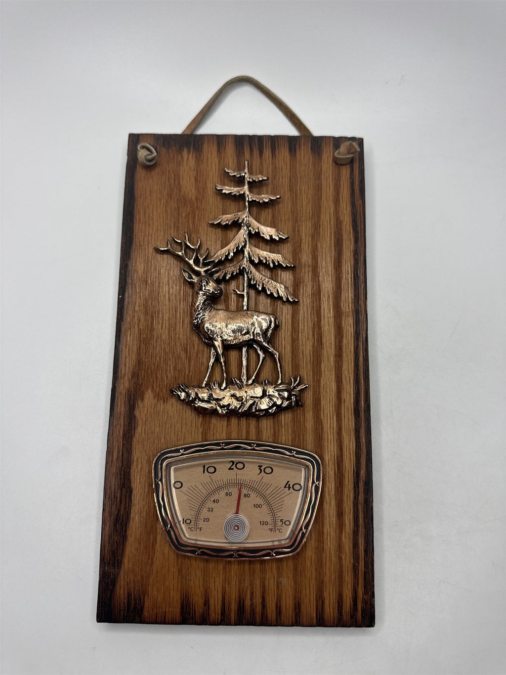 Ontario's Niagara Falls Vintage Hanging Plaque with Metal Deer Temperature Gauge