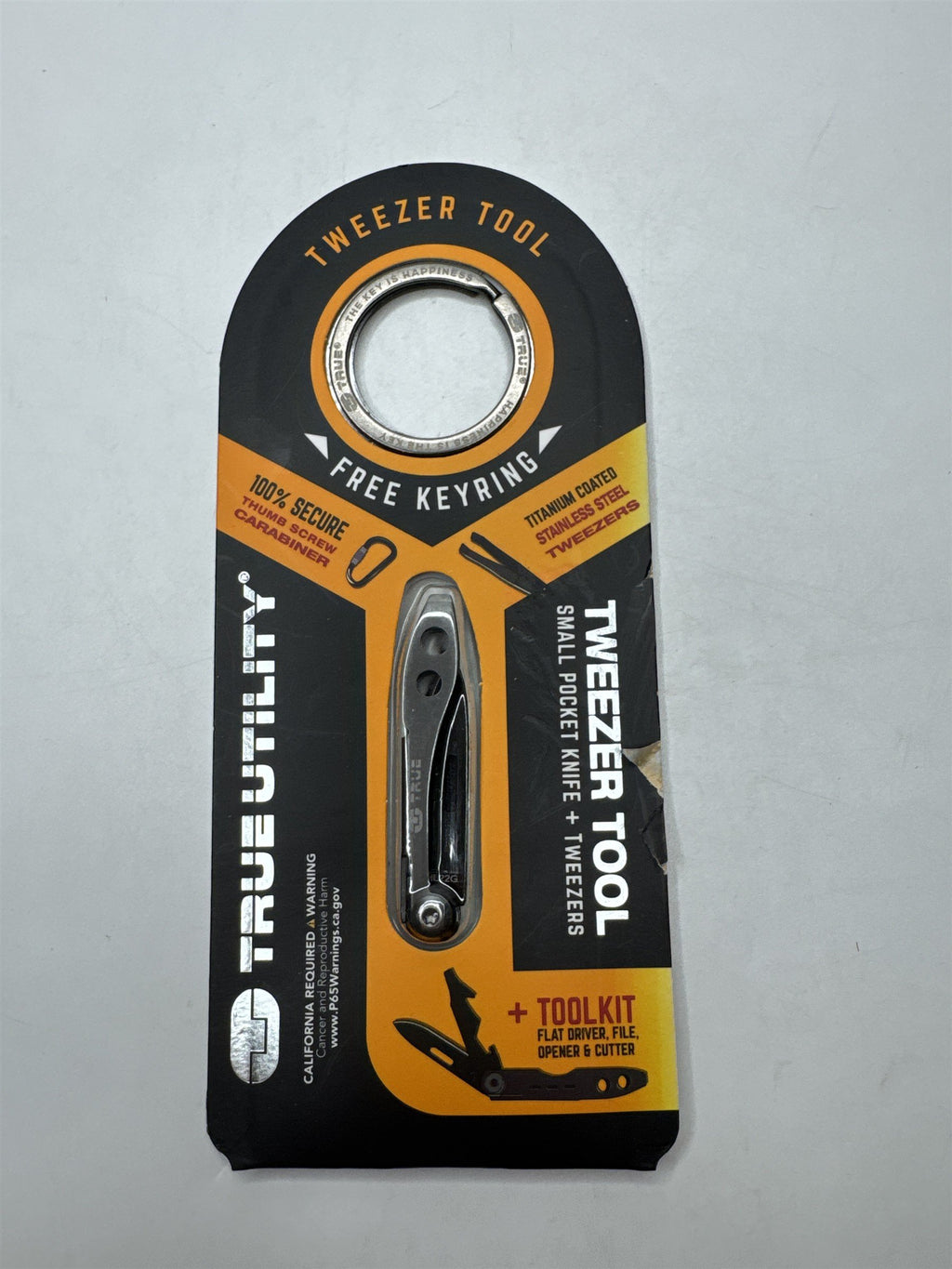 True Utility Tweezer Tool Pocket Knife Multi Tool /w Free Keyring TRU-TOL-0020