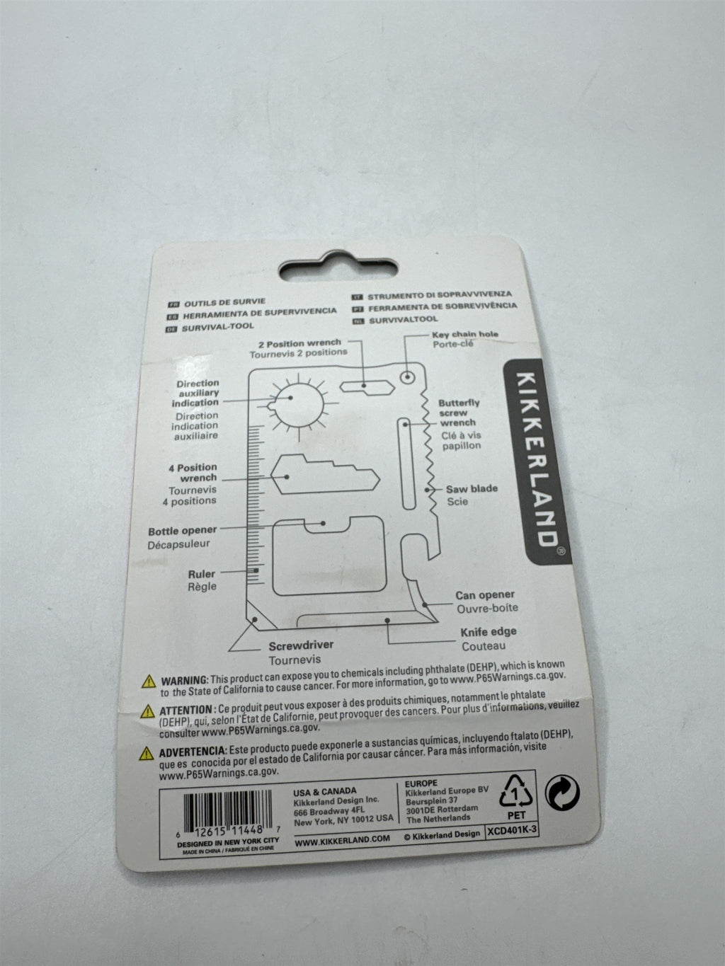 Kikkerland 11 Function Stainless Steel Survival Tool /w Pouch