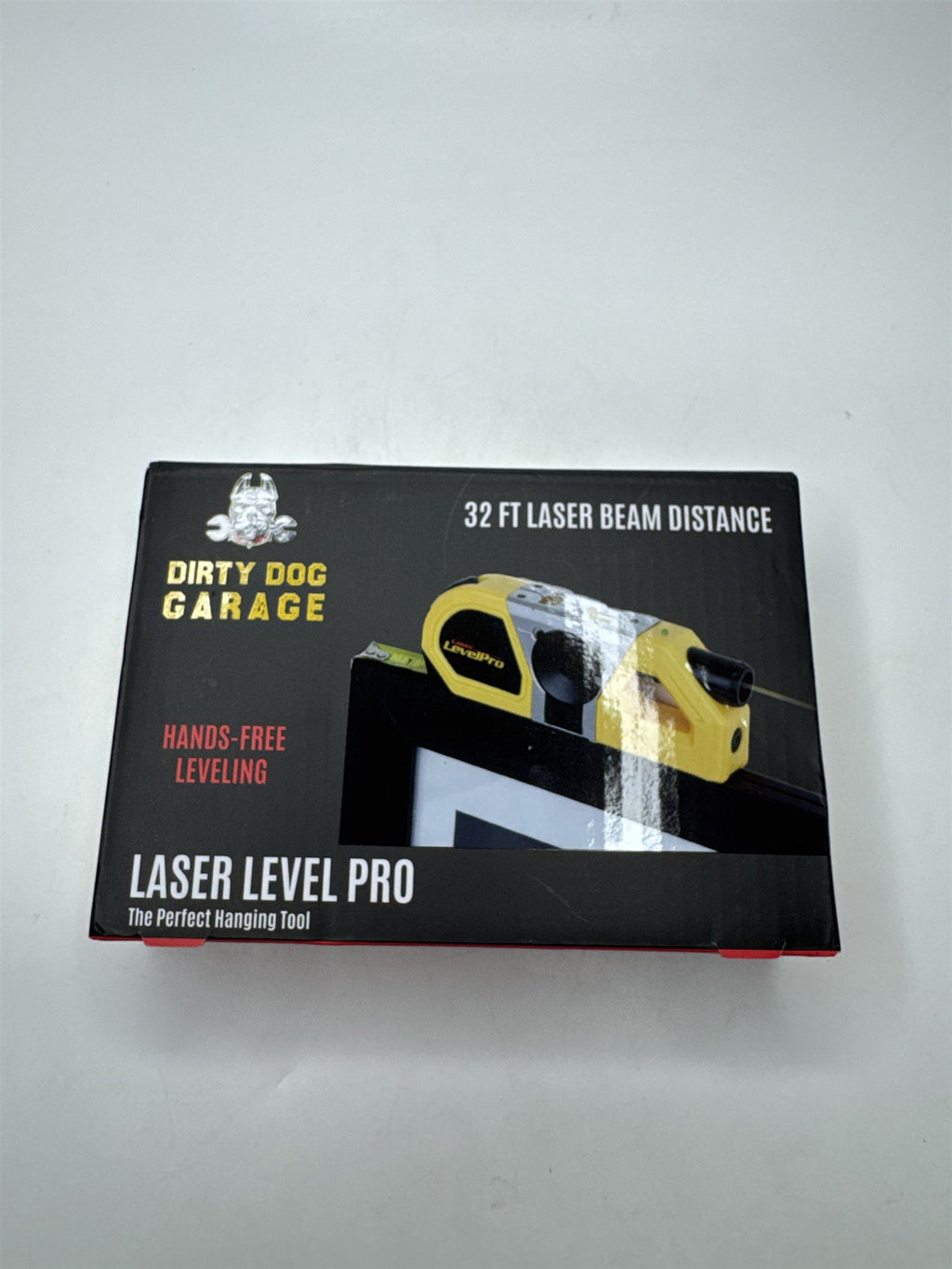 NIB Dirty Dog Garage Laser Level Pro 32ft Laser Beam 2 Way Bubble Levels Tape