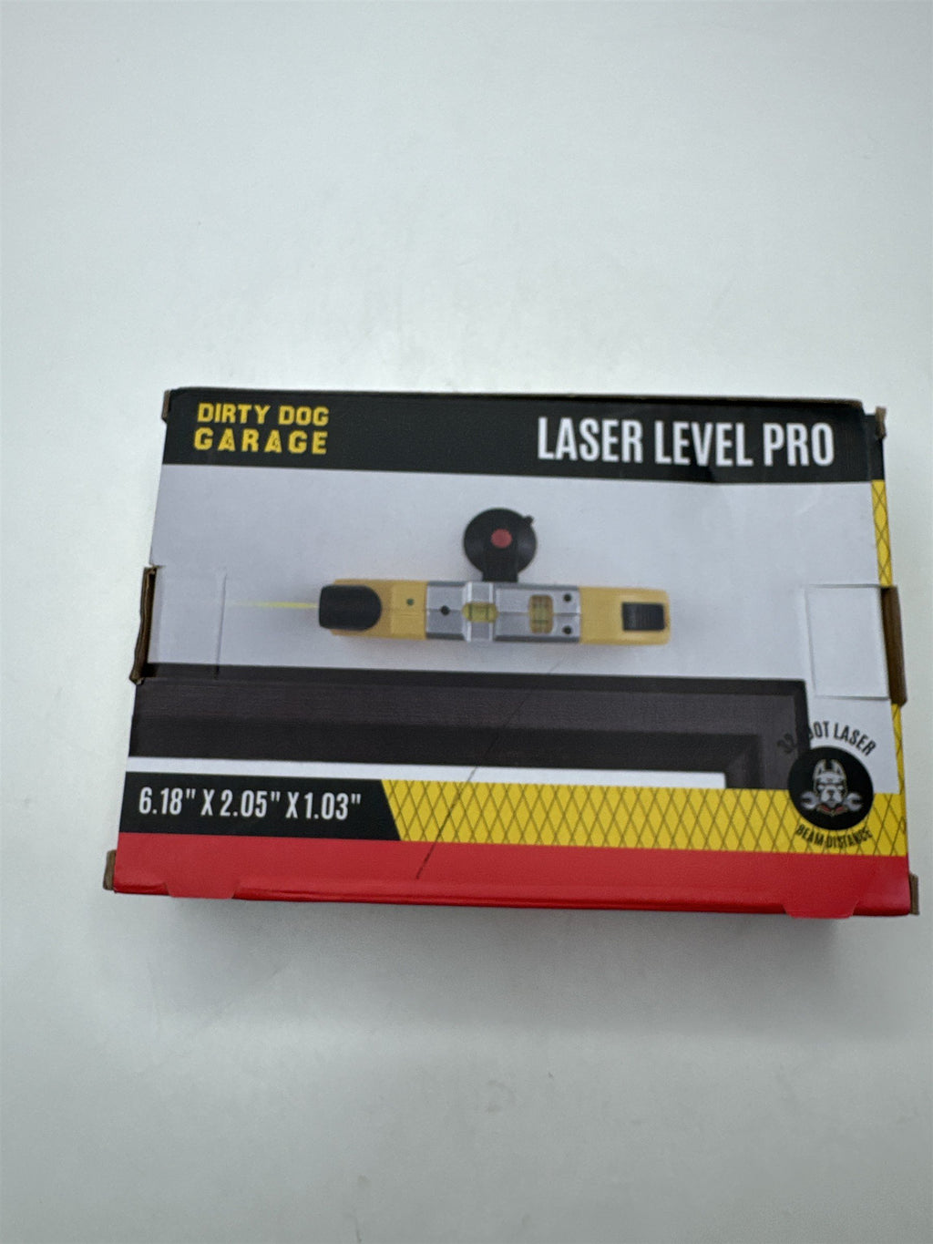 NIB Dirty Dog Garage Laser Level Pro 32ft Laser Beam 2 Way Bubble Levels Tape