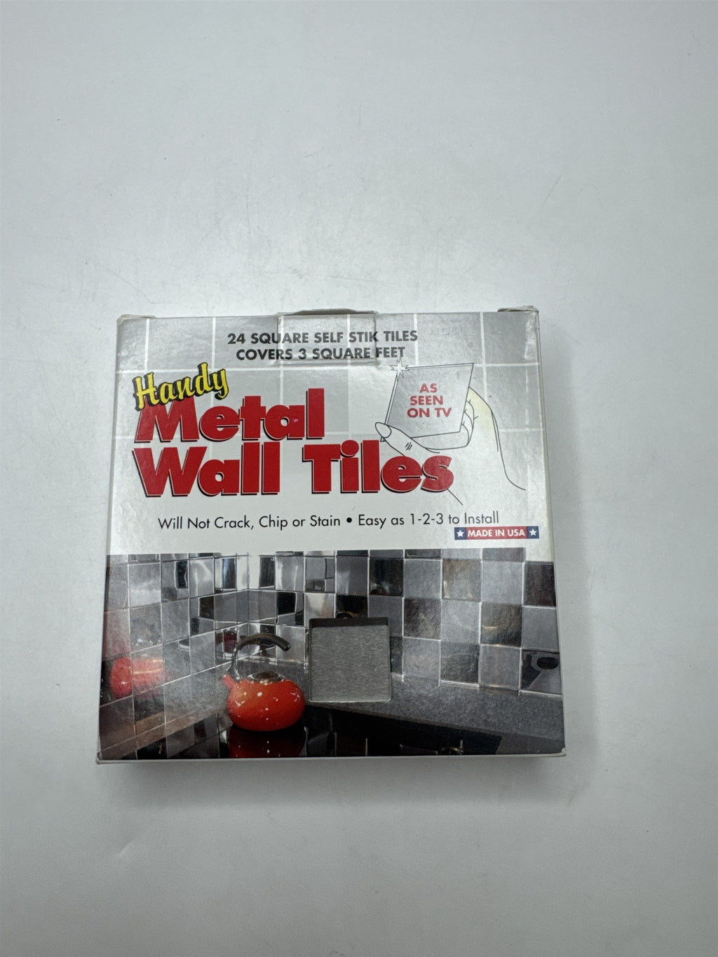 NEW 24 Pack Stainless Metal Look Handy Self Stick Metal Wall Tiles 3 Square Feet