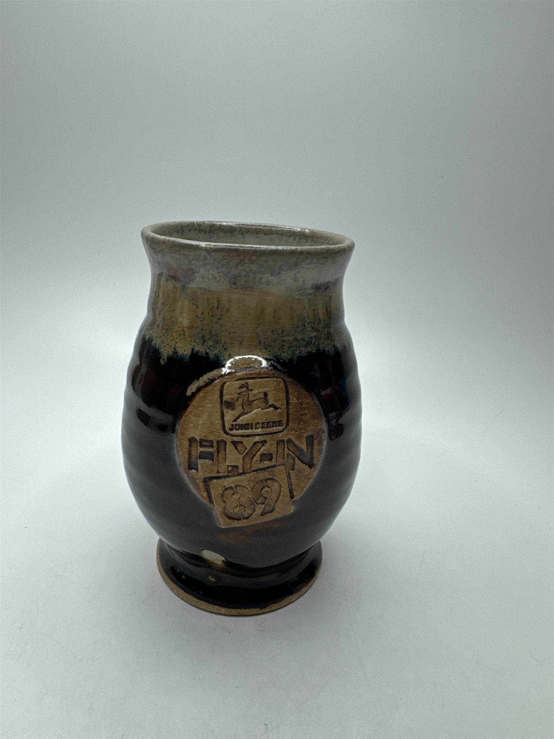 John Deere 1989 Fly-In Pottery Handled Mug Artist Signed Bryan Becker Glazed