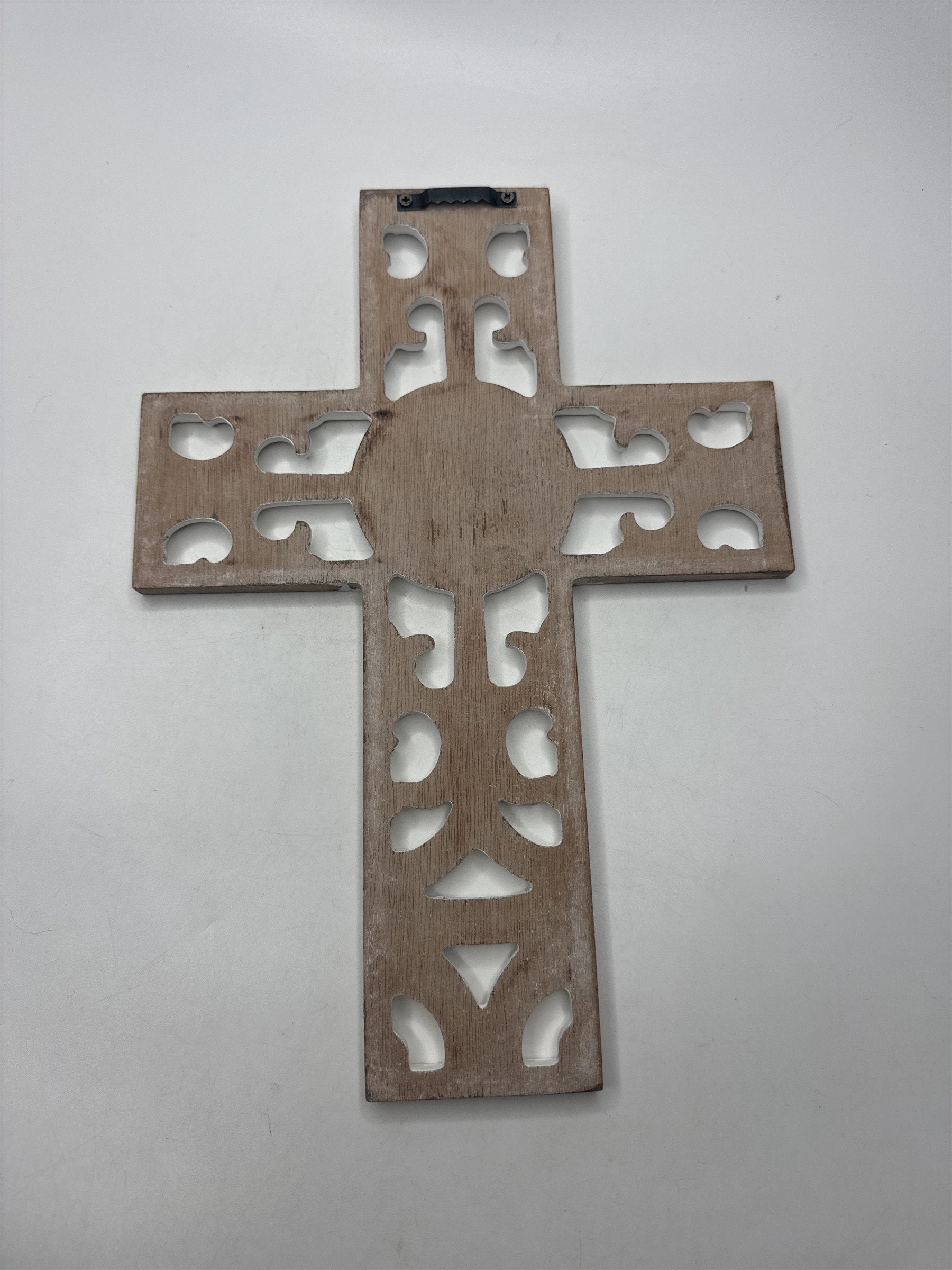 Vintage Ornate Wooden Floral Hanging Wall Cross Home Decor 11.5" Tall
