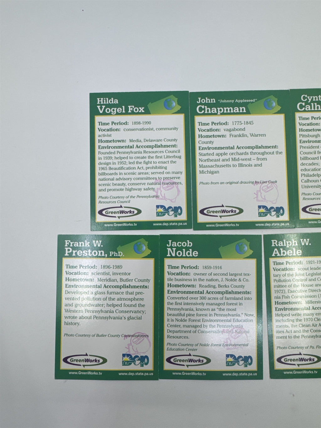 Set Of 9 2001 Earthwise Pennsylvania DEP Envirocards