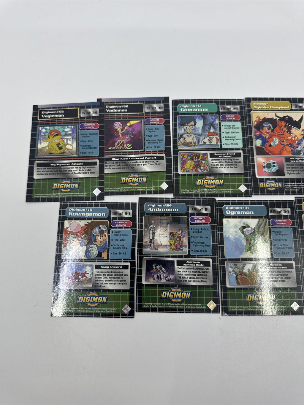 Set Of 9 Digimon Trading Cards