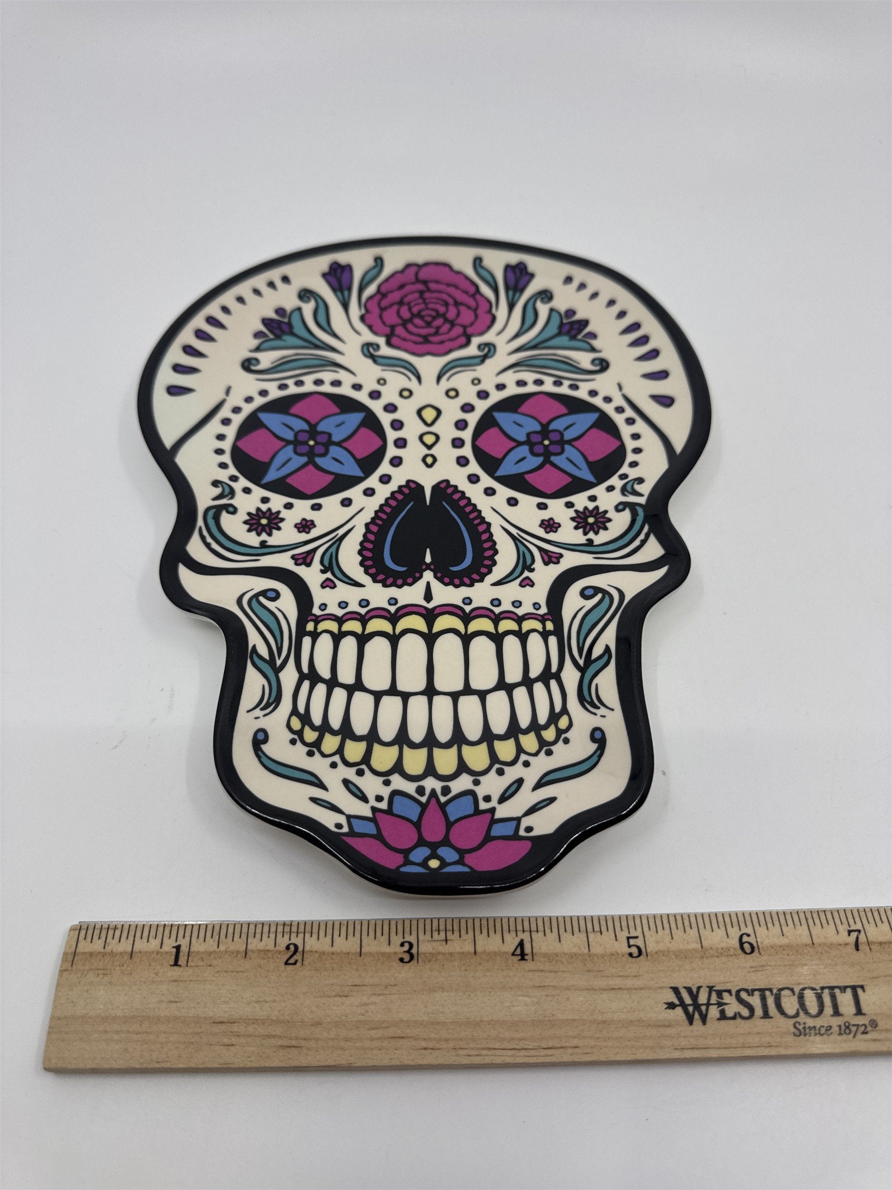 Day of The Dead/Halloween Sugar Skull Shaped Spoon Rest Plate Decor